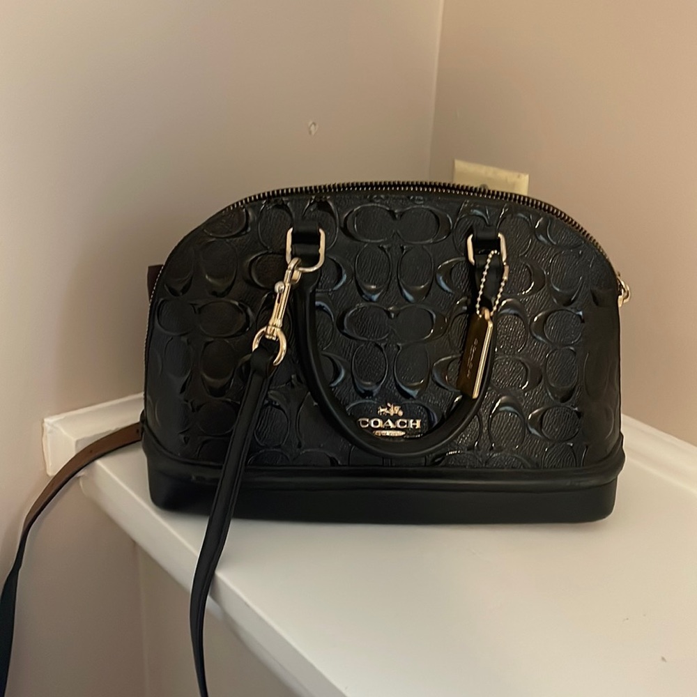 Coach Black Embossed Signature Dome Crossbody Bag